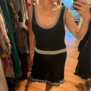 McQ by Alexander McQueen Black & White Lightweight Knit Dress, Medium